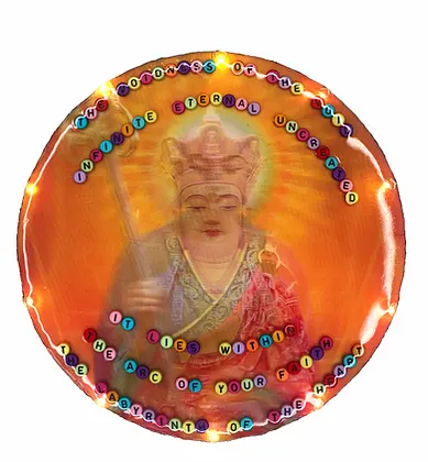 A round resin lamp